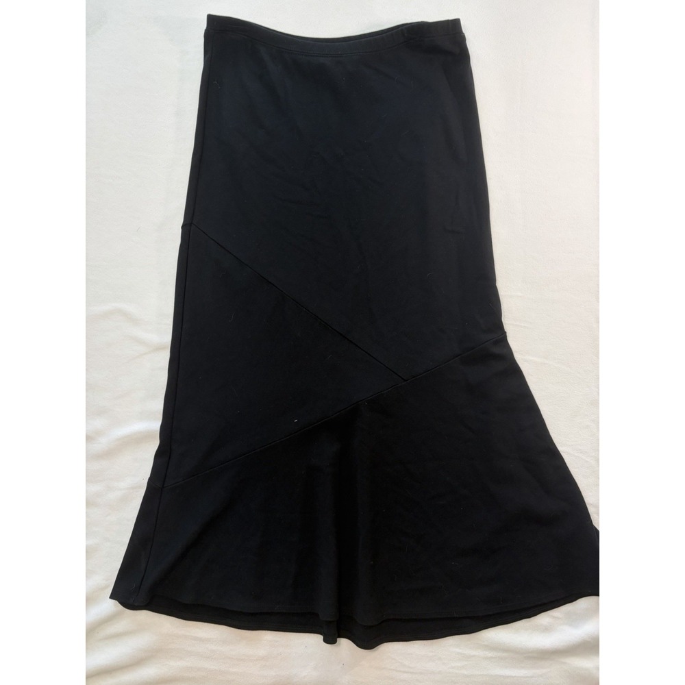 Chico's Black Rayon Poly Blend Pull On Maxi Skirt Sz‎ 1